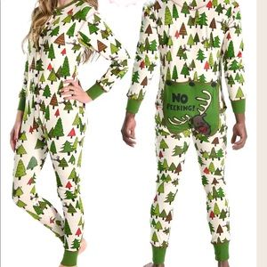 Lazy One Christmas union suit pajamas No Peeking!